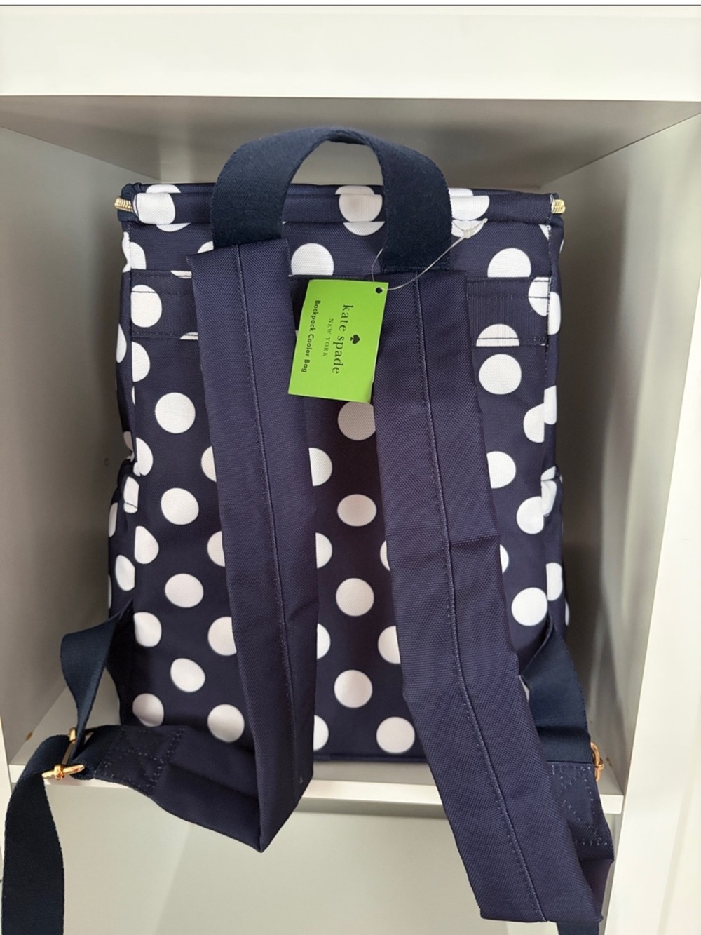 Kate Spade Navy & White Polka Dot Backpack Cooler Bag Insulated NWT - Picture 2 of 7